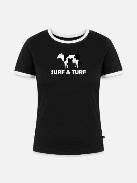 SURF & TURF - Frauen Kontrast-T-Shirt - Schwarz/Weiß