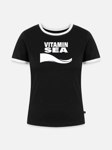 VITAMIN SEA - Frauen Kontrast-T-Shirt - Schwarz/Weiß