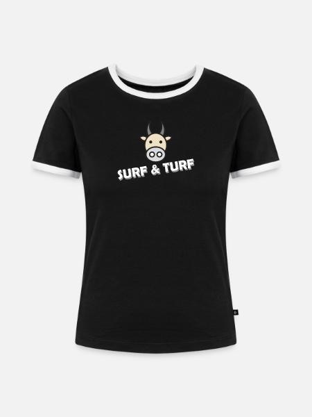 SURF & TURF - Frauen Kontrast-T-Shirt - Schwarz/Weiß
