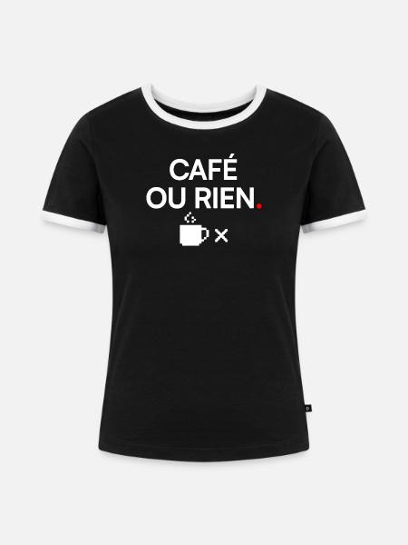 KAFFEE ODER NICHTS | Kaffeehumor - Frauen Kontrast-T-Shirt - Schwarz/Weiß