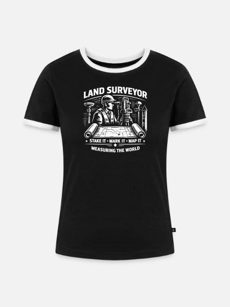 Landvermesser, markiere es, kartiere es - Frauen Kontrast-T-Shirt - Schwarz/Weiß