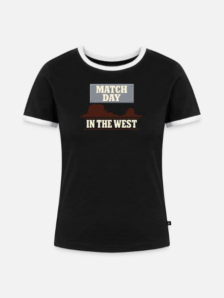 Cowboy-action-shooter. Cowboy-action-shooter - Frauen Kontrast-T-Shirt - Schwarz/Weiß