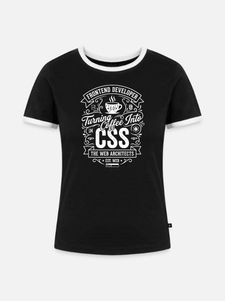Frontend Coffee CSS Tee - Frauen Kontrast-T-Shirt - Schwarz/Weiß