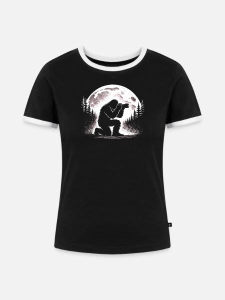 Bigfoot Fotograf - Frauen Kontrast-T-Shirt - Schwarz/Weiß