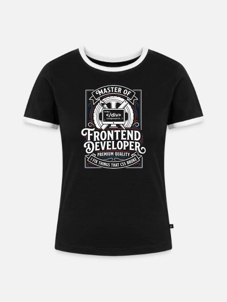 Frontend Meister: CSS HTML Kunst - Frauen Kontrast-T-Shirt - Schwarz/Weiß