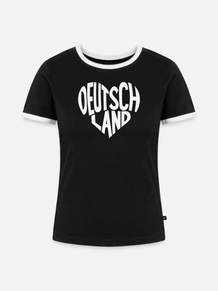 Herzschriftzug Deutschland - Frauen Kontrast-T-Shirt - Schwarz/Weiß