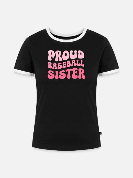 Proud Baseball Sister - Frauen Kontrast-T-Shirt - Schwarz/Weiß
