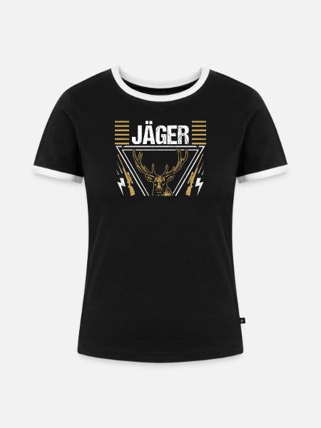 Jagd Jagen Waidmann Jäger - Frauen Kontrast-T-Shirt - Schwarz/Weiß