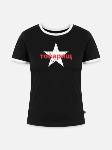 товарищ - Frauen Kontrast-T-Shirt - Schwarz/Weiß