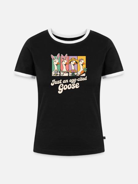 Just an egg-cited Goose Panels - Frauen Kontrast-T-Shirt - Schwarz/Weiß