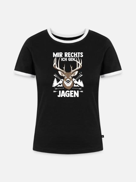 Jagd Jagen Waidmann Jäger - Frauen Kontrast-T-Shirt - Schwarz/Weiß
