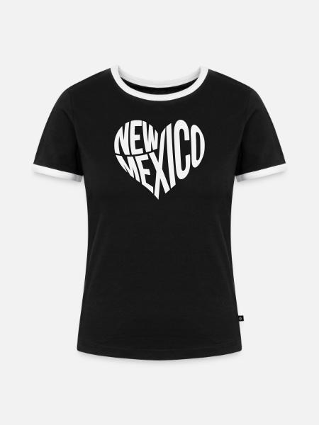 New Mexico Herz Typo - Frauen Kontrast-T-Shirt - Schwarz/Weiß