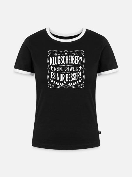 Klugscheißer Spruchbadge - Frauen Kontrast-T-Shirt - Schwarz/Weiß