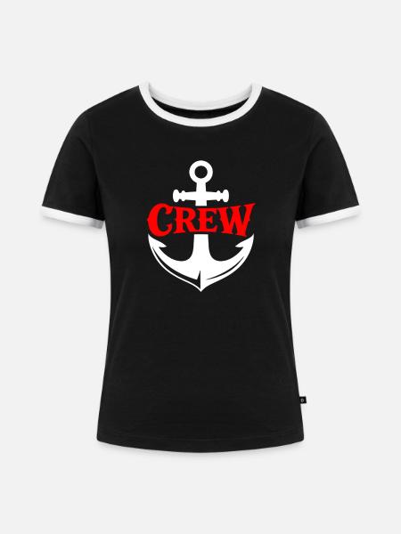Anker Crew Symbol - Frauen Kontrast-T-Shirt - Schwarz/Weiß