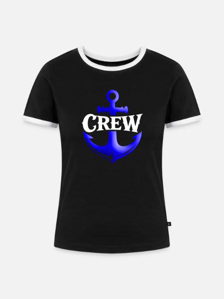 Ankercrew Schriftzug - Frauen Kontrast-T-Shirt - Schwarz/Weiß