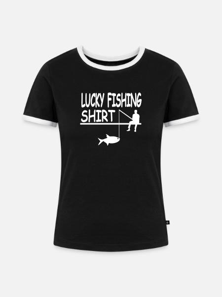Angeln - Frauen Kontrast-T-Shirt - Schwarz/Weiß