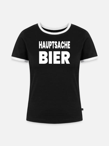 Bier - Frauen Kontrast-T-Shirt - Schwarz/Weiß