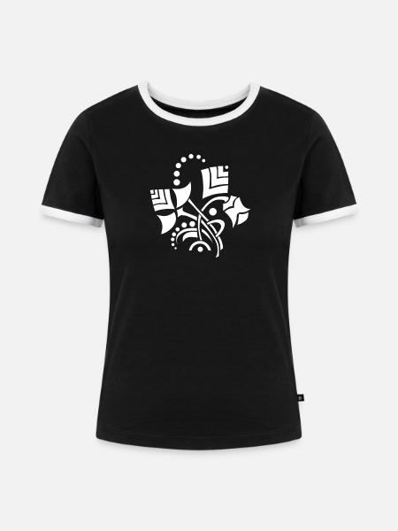 Deko-Blumen - Frauen Kontrast-T-Shirt - Schwarz/Weiß