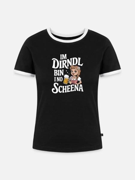 Dirndl Bierfest Charm - Frauen Kontrast-T-Shirt - Schwarz/Weiß