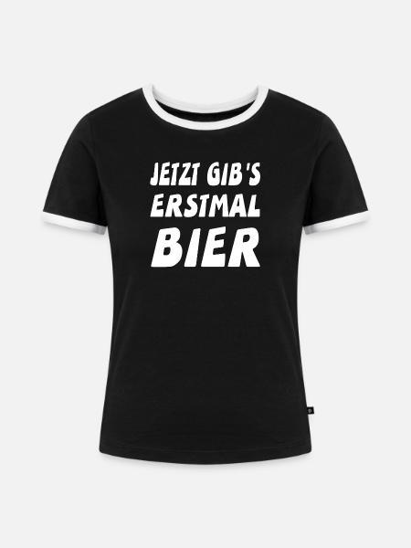 Bier - Frauen Kontrast-T-Shirt - Schwarz/Weiß
