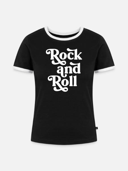 Rock'n'Roll-Retro-Schriftart - Frauen Kontrast-T-Shirt - Schwarz/Weiß
