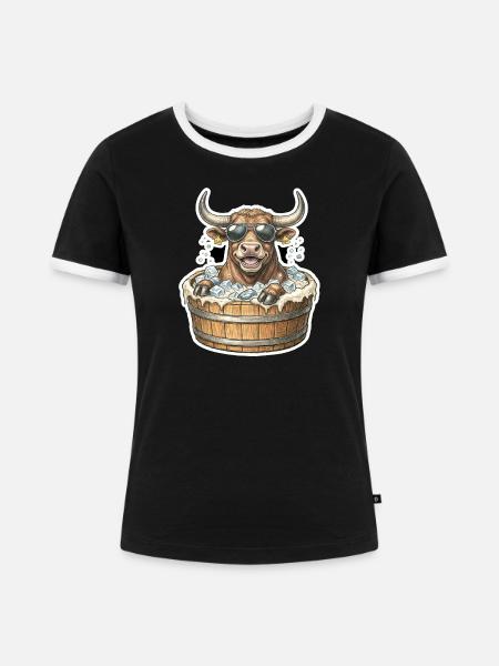 Eisbaden Bulle Stier Kuh - Frauen Kontrast-T-Shirt - Schwarz/Weiß