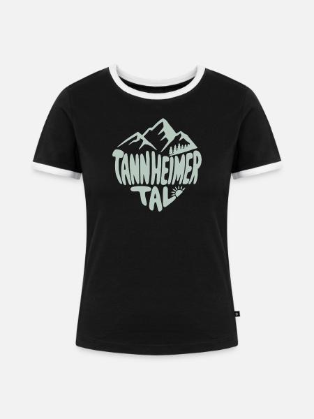 Tannheimer Tal Alpenmotiv - Frauen Kontrast-T-Shirt - Schwarz/Weiß