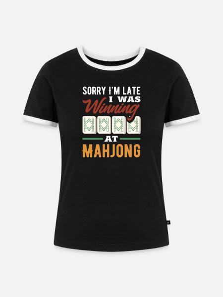 Es Ist Mahjong-zeit - Frauen Kontrast-T-Shirt - Schwarz/Weiß