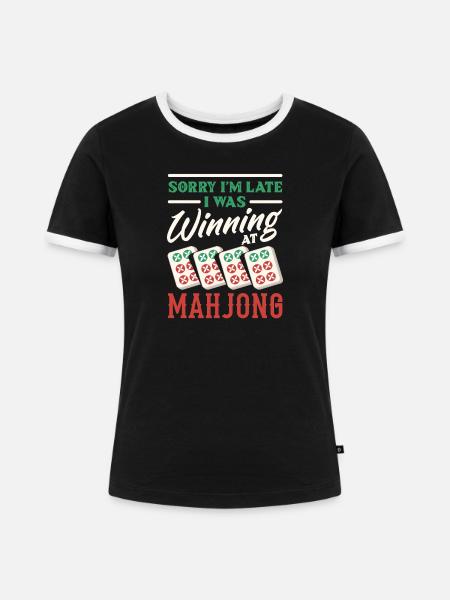 Es Ist Mahjong-zeit - Frauen Kontrast-T-Shirt - Schwarz/Weiß