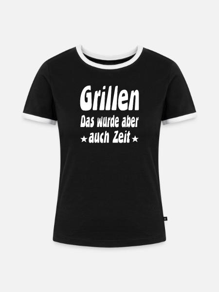 Grillen - Frauen Kontrast-T-Shirt - Schwarz/Weiß
