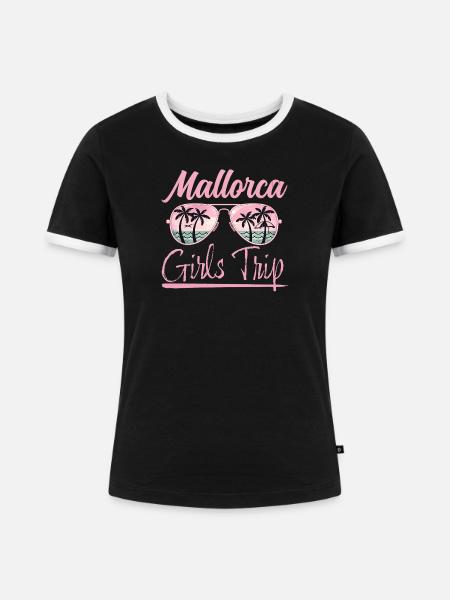 Mallorca, Girls Trip - Frauen Kontrast-T-Shirt - Schwarz/Weiß