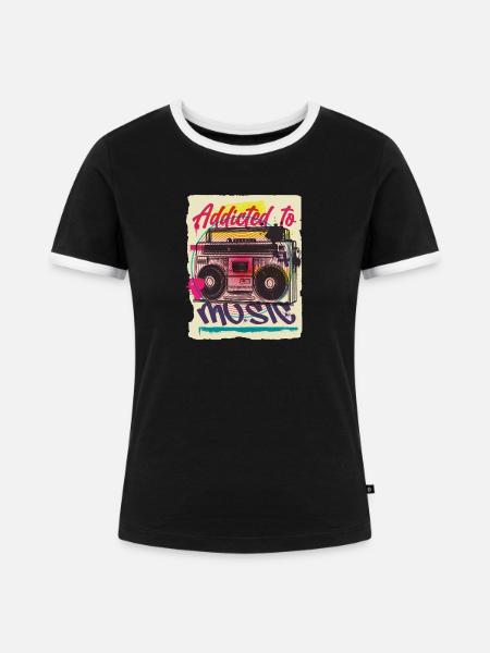 Graffiti Musik - Frauen Kontrast-T-Shirt - Schwarz/Weiß