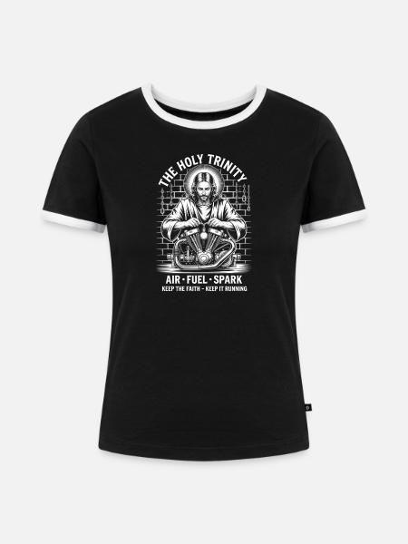 Holy Trinity Motormechaniker - Frauen Kontrast-T-Shirt - Schwarz/Weiß