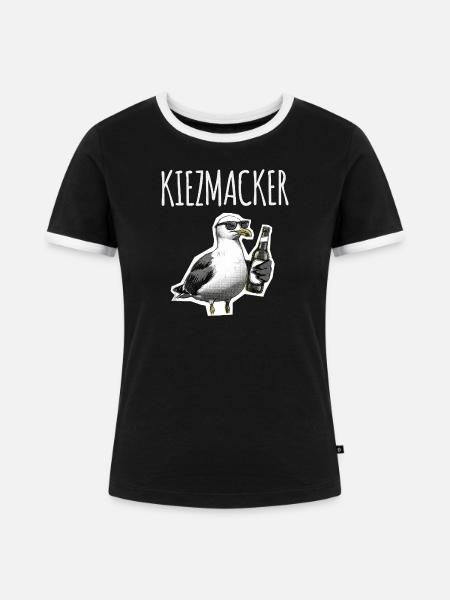 Kiez Möwe Macker - Frauen Kontrast-T-Shirt - Schwarz/Weiß