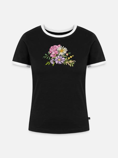 Blumenstrauß - Frauen Kontrast-T-Shirt - Schwarz/Weiß