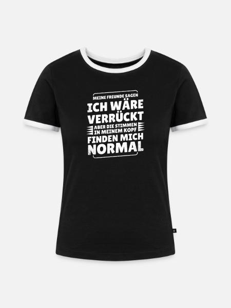 Stimmen im Kopf - Frauen Kontrast-T-Shirt - Schwarz/Weiß