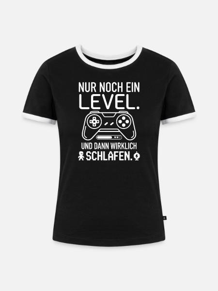 Nur noch ein Level Gaming Design - Frauen Kontrast-T-Shirt - Schwarz/Weiß