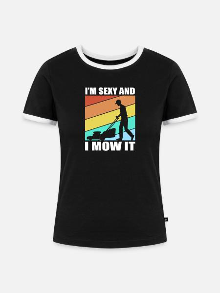 Rasen (Wiese) Rasenmäher - Frauen Kontrast-T-Shirt - Schwarz/Weiß