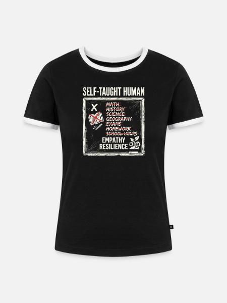 Self Taught Human - Frauen Kontrast-T-Shirt - Schwarz/Weiß