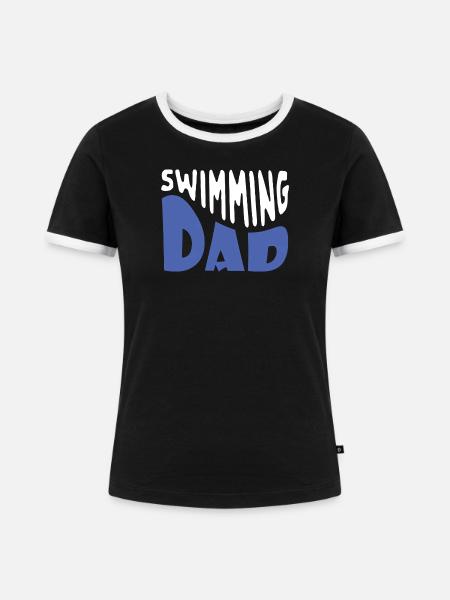 Schwimmvater - Frauen Kontrast-T-Shirt - Schwarz/Weiß