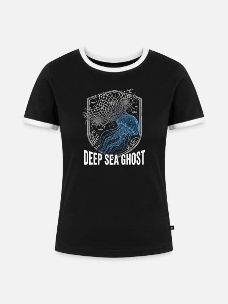 Tiefsee Plastik Geist - Frauen Kontrast-T-Shirt - Schwarz/Weiß