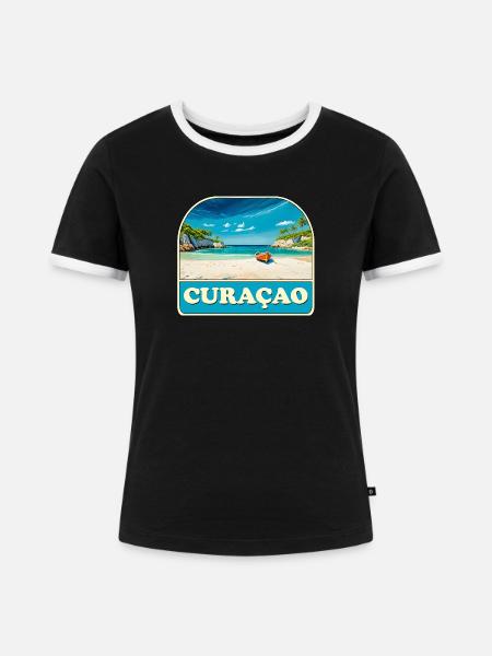 Curacao - Frauen Kontrast-T-Shirt - Schwarz/Weiß