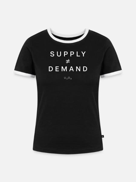 Uran-Investoren-Nachfrage-Shirt - Frauen Kontrast-T-Shirt - Schwarz/Weiß