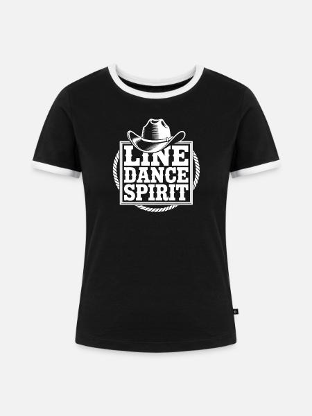 Line Dance Style - Frauen Kontrast-T-Shirt - Schwarz/Weiß