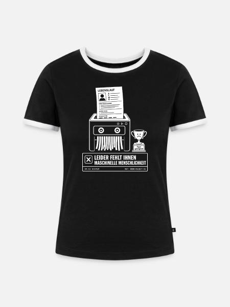 Leider fehlt maschinelle Menschlichkeit - Frauen Kontrast-T-Shirt - Schwarz/Weiß