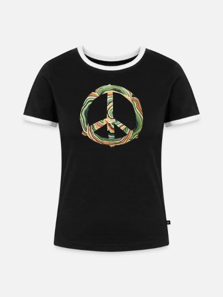 Wasserfarbener Friedenskreis - Frauen Kontrast-T-Shirt - Schwarz/Weiß
