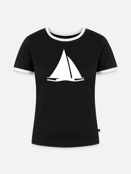 Segeln - Frauen Kontrast-T-Shirt - Schwarz/Weiß