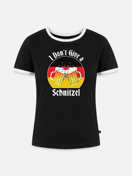 i Don't Give a Schnitzel - Frauen Kontrast-T-Shirt - Schwarz/Weiß