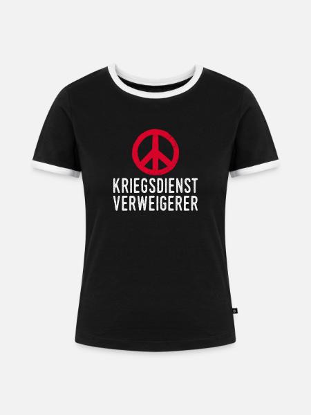 Kriegsdienst Verweigerer Peace Symbol - Frauen Kontrast-T-Shirt - Schwarz/Weiß