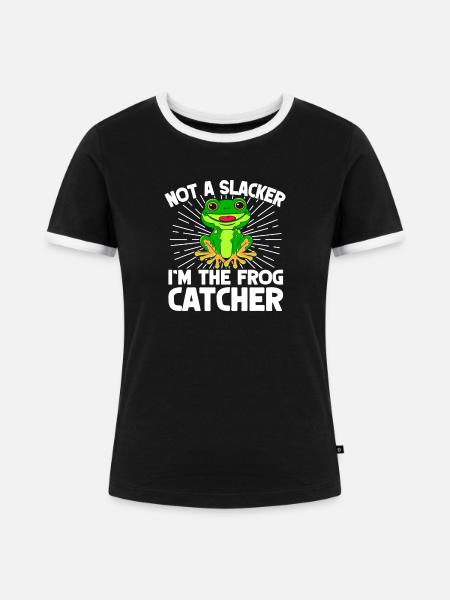 Frog Catcher Not A Slacker Frog - Frauen Kontrast-T-Shirt - Schwarz/Weiß